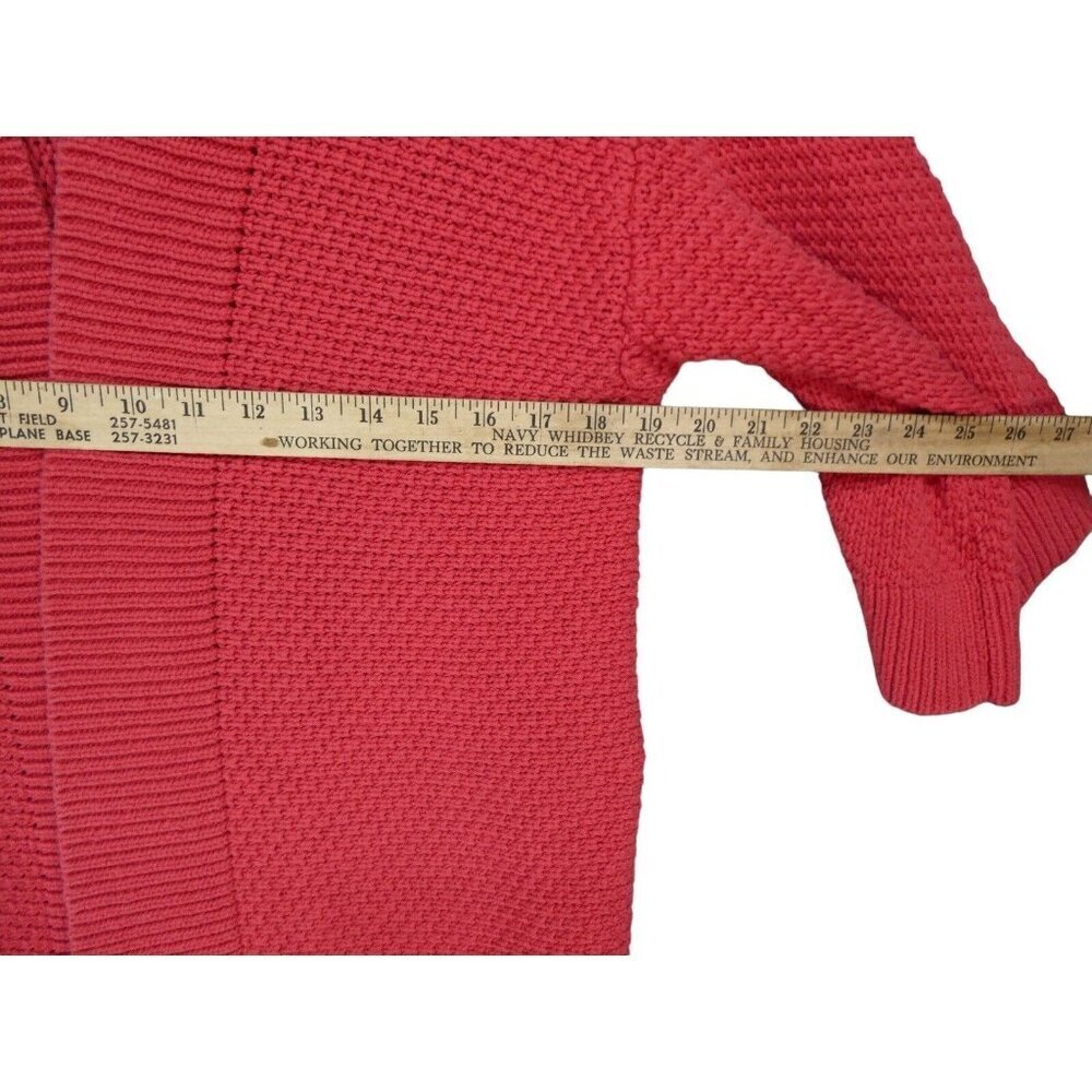 Chico's Open Knit Cardigan Sweater Pink Size 2 (L/12) 3/4 Bell Sleeve Chunky - Picture 4 of 10